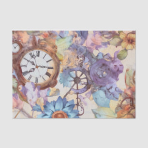 Retro Floral Steampunk Tissue Paper