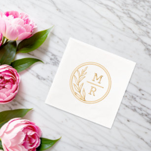 Retro floral style Foil Stamped Napkins. Napkins