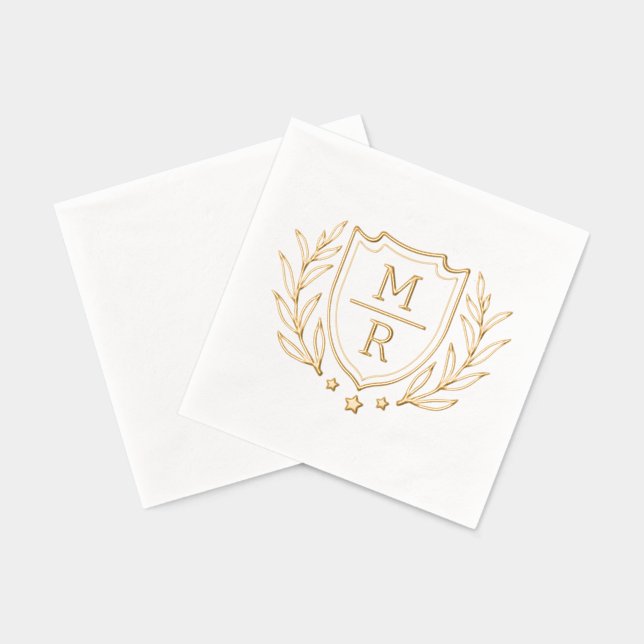 Retro floral style Foil Stamped Napkins. Napkins (Back)