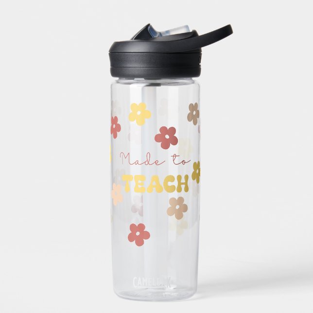 Retro Floral Teacher Water Bottle (Left)