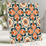 Retro Floral Terracotta and Teal  Tile<br><div class="desc">Bring retro charm to your home with this bold floral tile featuring a vibrant palette of terracotta,  teal,  and cream. The symmetrical design and intricate details evoke mid-century modern and vintage-inspired aesthetics,  making it perfect for backsplashes,  accent walls,  or any space needing a stylish touch of nostalgia.</div>