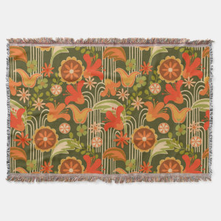 Retro floral - throw blanket