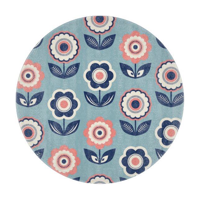 Retro Floral: Timeless Pattern Charm Cutting Board (Front)