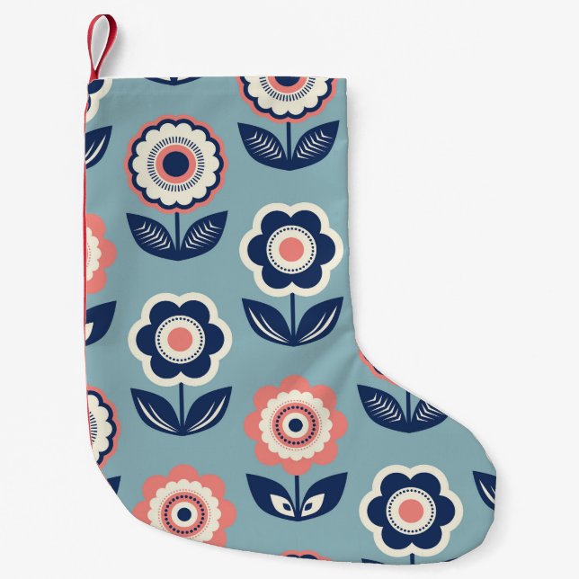 Retro Floral: Timeless Pattern Charm Small Christmas Stocking (Front)