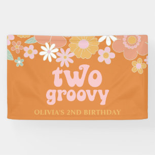 Retro Floral Two Groovy  2nd Birthday Banner