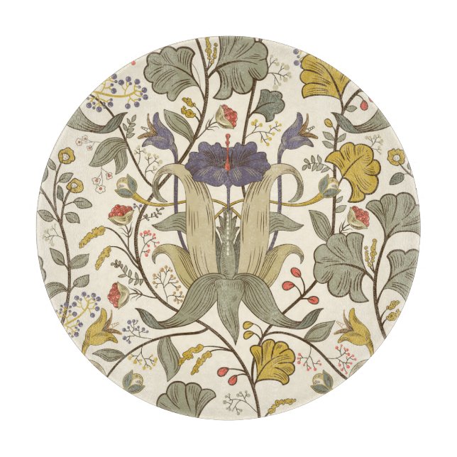 Retro floral vertical seamless design. cutting board (Front)