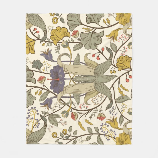 Retro floral vertical seamless design. fleece blanket (Front)