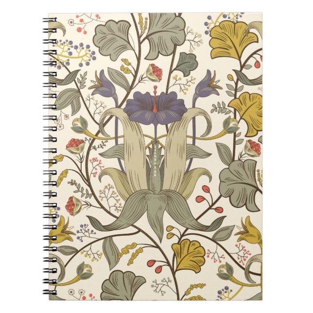 Retro floral vertical seamless design. notebook (Front)