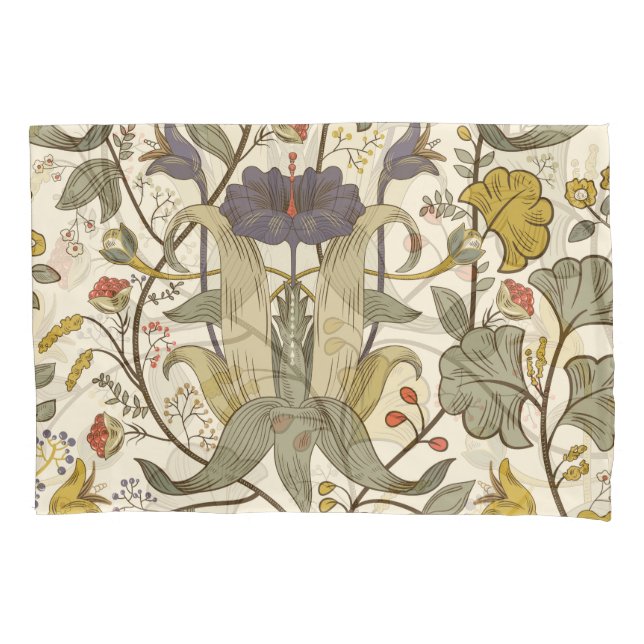 Retro floral vertical seamless design. pillowcase (Front)