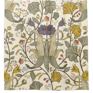 Retro floral vertical seamless design. shower curtain