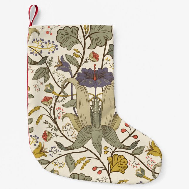 Retro floral vertical seamless design. small christmas stocking (Front)