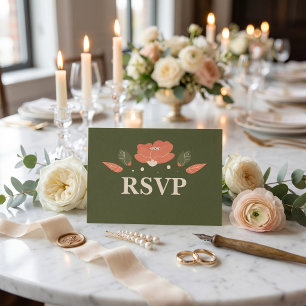 Retro Floral Vintage Garden RSVP Card