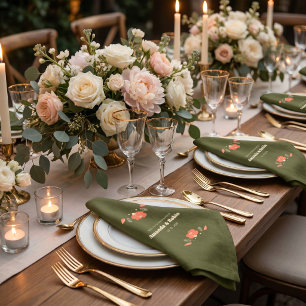 Retro Floral Vintage Garden Wedding Napkin