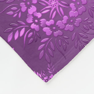 Retro Floral Violet Design  Fleece Blanket