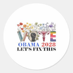 Retro Floral Vote Obama 2028 Lets Fix This Preside Classic Round Sticker