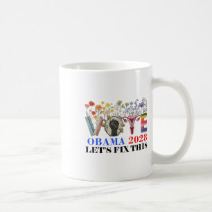 Retro Floral Vote Obama 2028 Lets Fix This Preside Coffee Mug