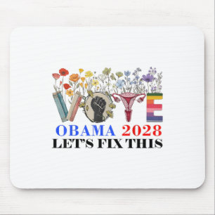 Retro Floral Vote Obama 2028 Lets Fix This Preside Mouse Mat