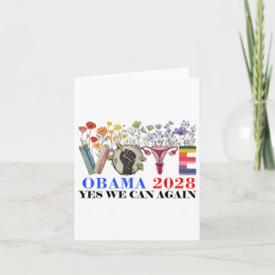 Retro Floral Vote Obama 2028 Yes We Can Again _1  Card