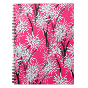retro floral wallpaper asian style in red white bl notebook