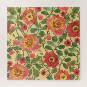 Retro Floral Watercolor: Timeless Elegance Jigsaw Puzzle