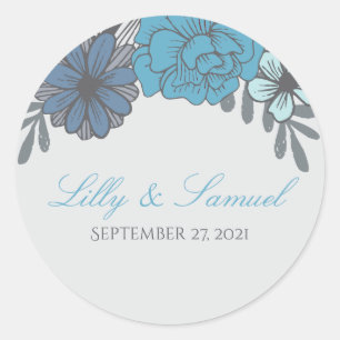 Retro Floral, Wedding Stickers