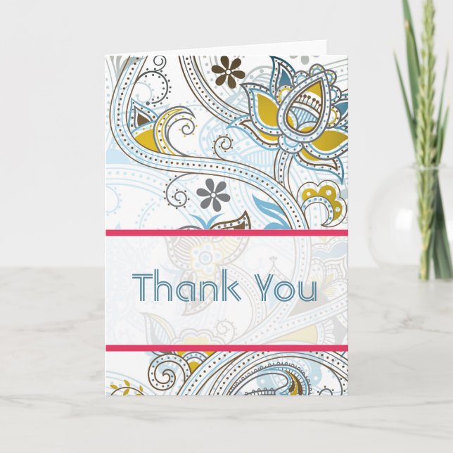 Retro Floral Wedding Thank You Cards (Front)