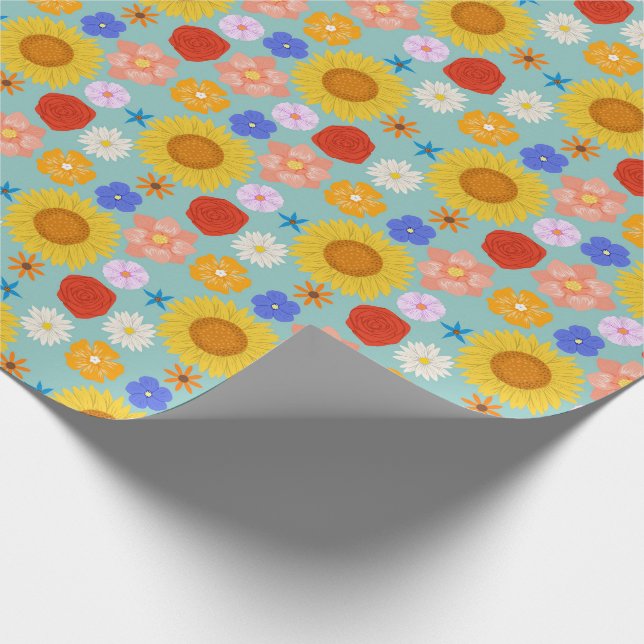 Retro Floral Wrapping Paper (Corner)