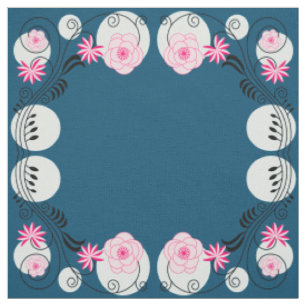 Retro Floral Wreath Pattern Fabric