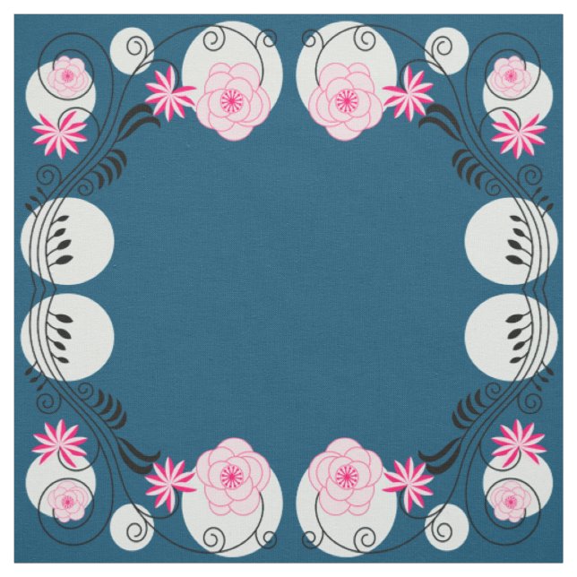 Retro Floral Wreath Pattern Fabric (Swatch)