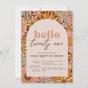 Retro Florals ANY AGE Invitation