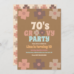 Retro Florals Groovy Bohemian Birthday Invitation