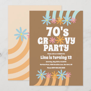 Retro Florals Groovy Teen Birthday Invitation