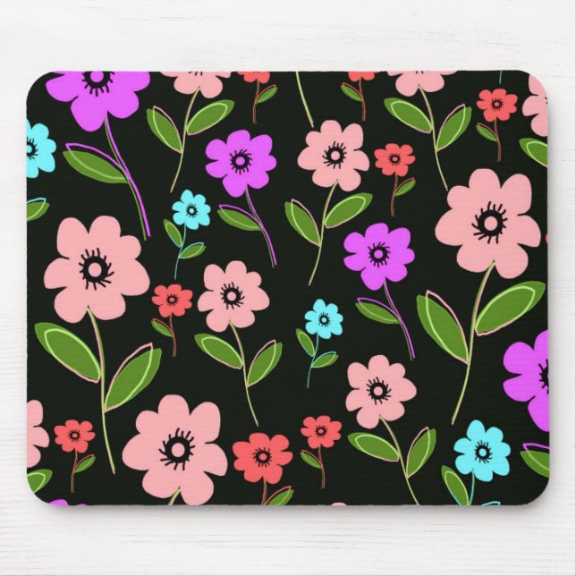 Retro Florals Mouse Mat (Front)
