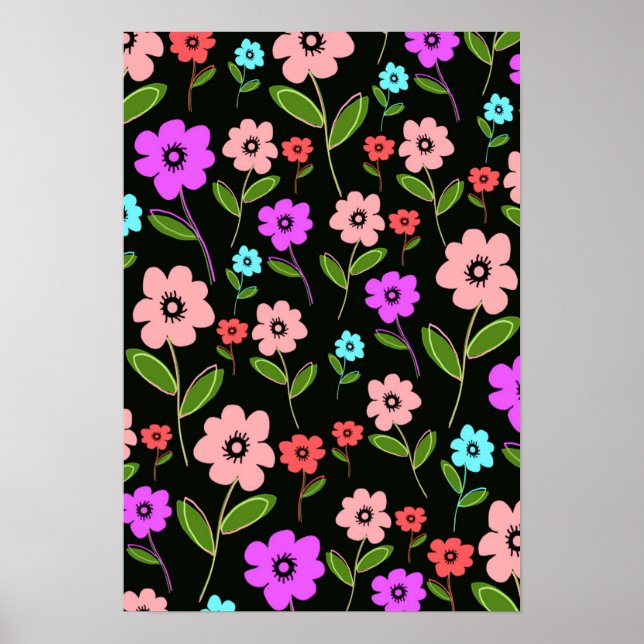 Retro Florals Poster (Front)