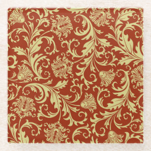Retro florals: vintage pattern background. glass coaster