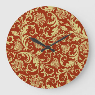 Retro florals: vintage pattern background. large clock