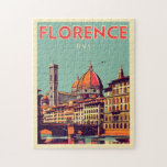 Retro Florence, firenze italy travel gifts Jigsaw Puzzle<br><div class="desc">"Florence Italy"
"Firenze" 
"Uffizi Gallery"
"Ponte Vecchio"
"Florence Cathedral Duomo"
"Florence day trips"
"Italian destination"
"Florence gifts"
"Boboli Gardens"
"Piazza della Signoria"</div>