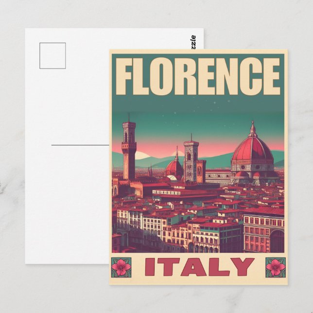 Retro Florence, firenze italy travel gifts Postcard (Front/Back)