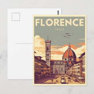 Retro Florence, firenze italy travel gifts Postcard