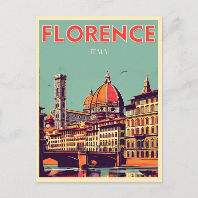 Retro Florence, firenze italy travel gifts Postcard (Front)