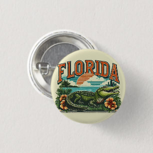 Retro Florida Alligator 3 Cm Round Badge