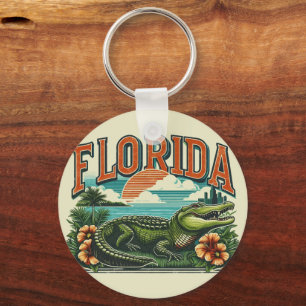 Retro Florida Alligator Key Ring