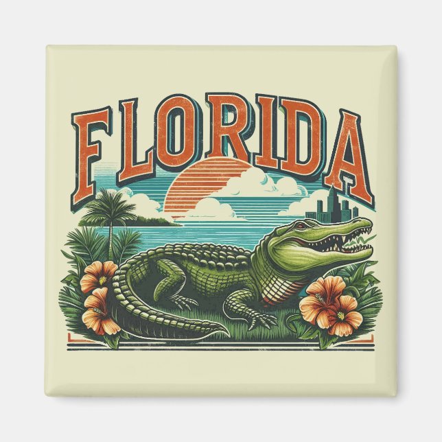 Retro Florida Alligator Magnet (Front)