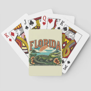 Retro Florida Alligator Playing Cards