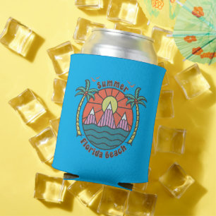 Retro Florida Beach Sunset Can Cooler