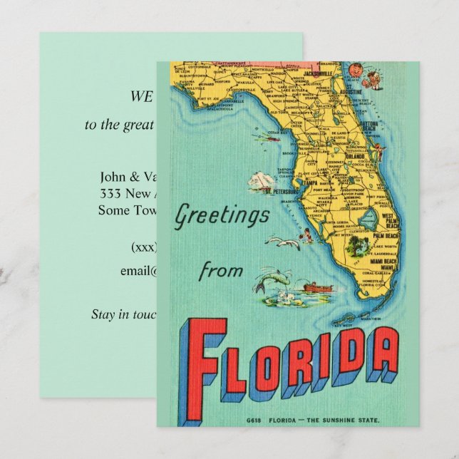 Retro Florida Map Moving Announcement (Front/Back)
