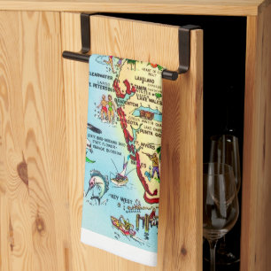 Retro Florida Map Tea Towel