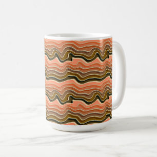 Retro Flow Ceramic Mug Earthy Wavy Pattern