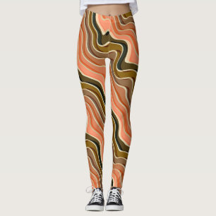 Retro Flow High-Waist Leggings Wavy Earth Tone