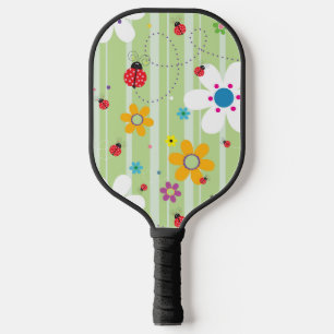 Retro Flower 60's 70's Ladybug Artwork Pickleball Paddle